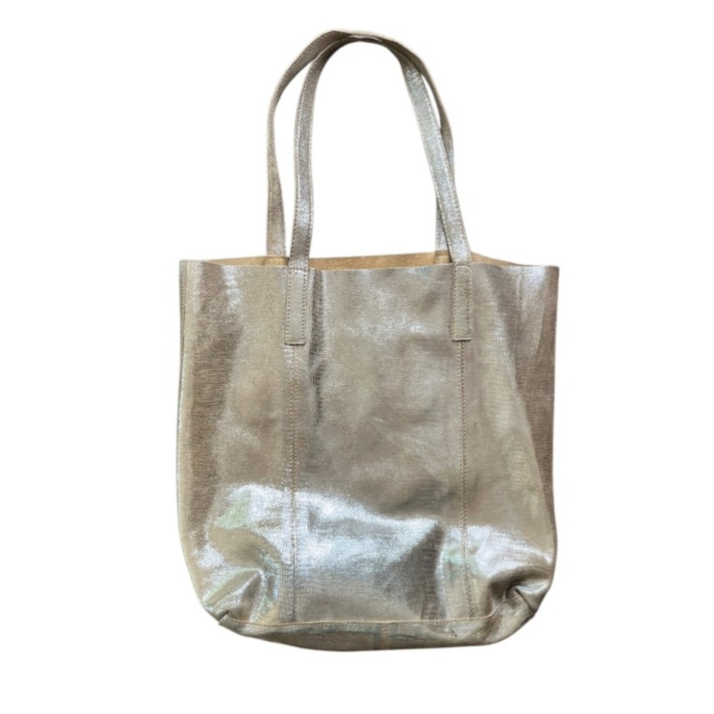 TARGET LABEL Rose Gold Metallic Leather LIZARD/SNAKE SKIN PRINT Tote Bag Purse